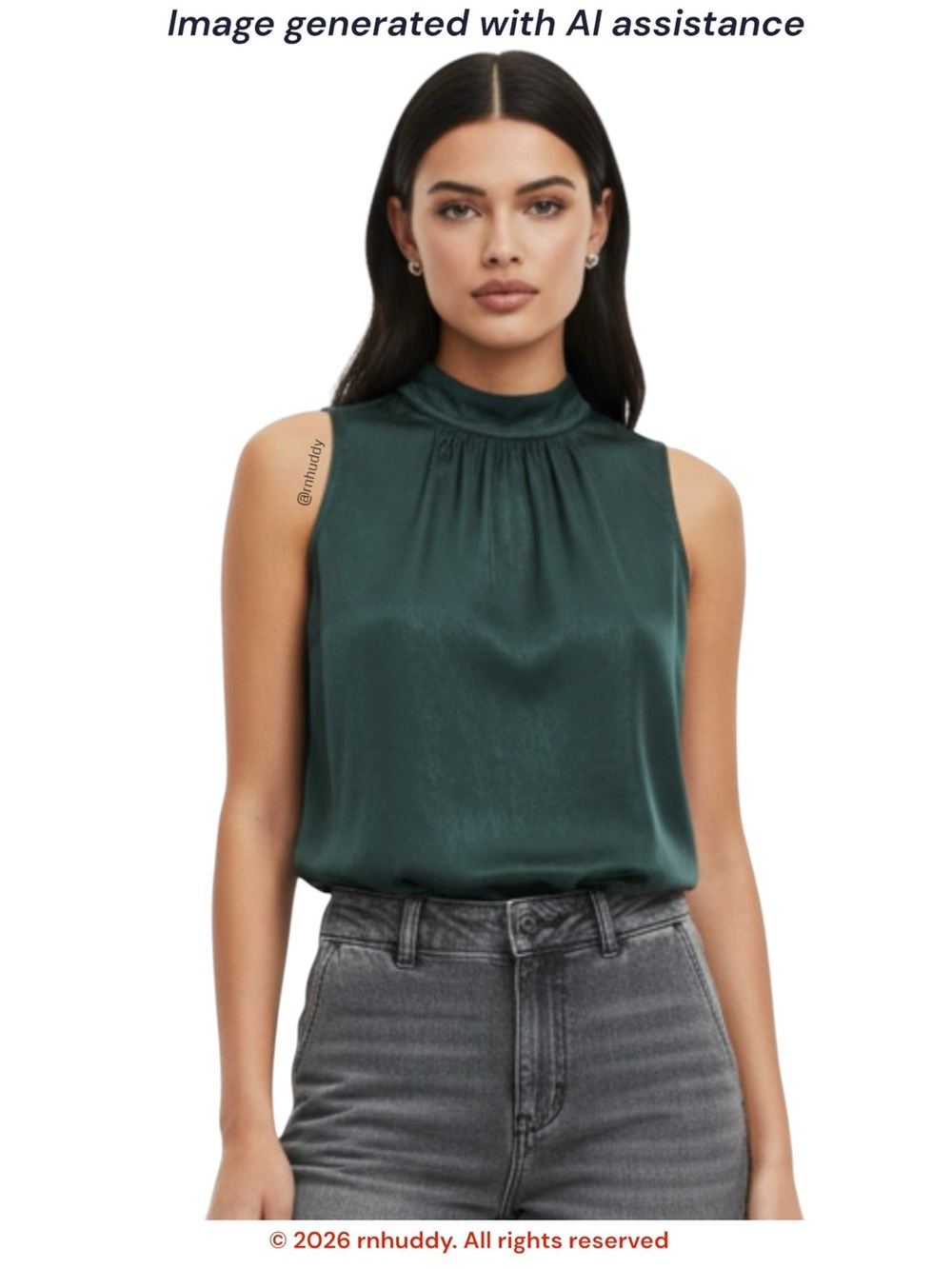 NWT Nine Britton XL green hammered satin mock neck sleeveless top